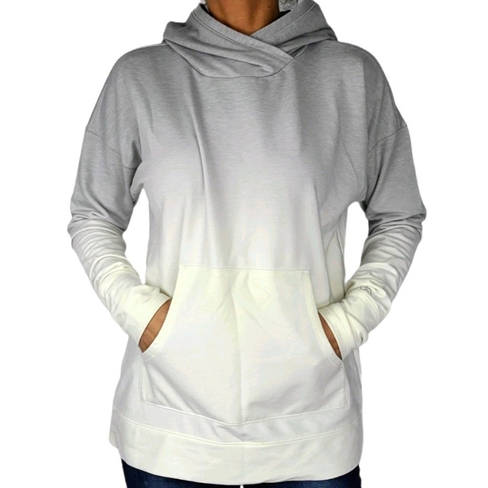 Calia Ombre Pullover Hoodie Grey White Size Medium